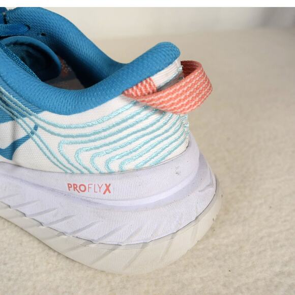 Women's Hoka One One Carbon X Teal & Peach Athletic Shoes Sz 7.5/ 39.3 F272191 - Picture 12 of 16